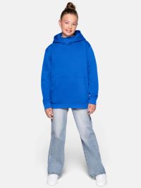 Blaues Kinder Kapuzen-Sweatshirt aus Bio-Baumwolle mit Kängurutasche